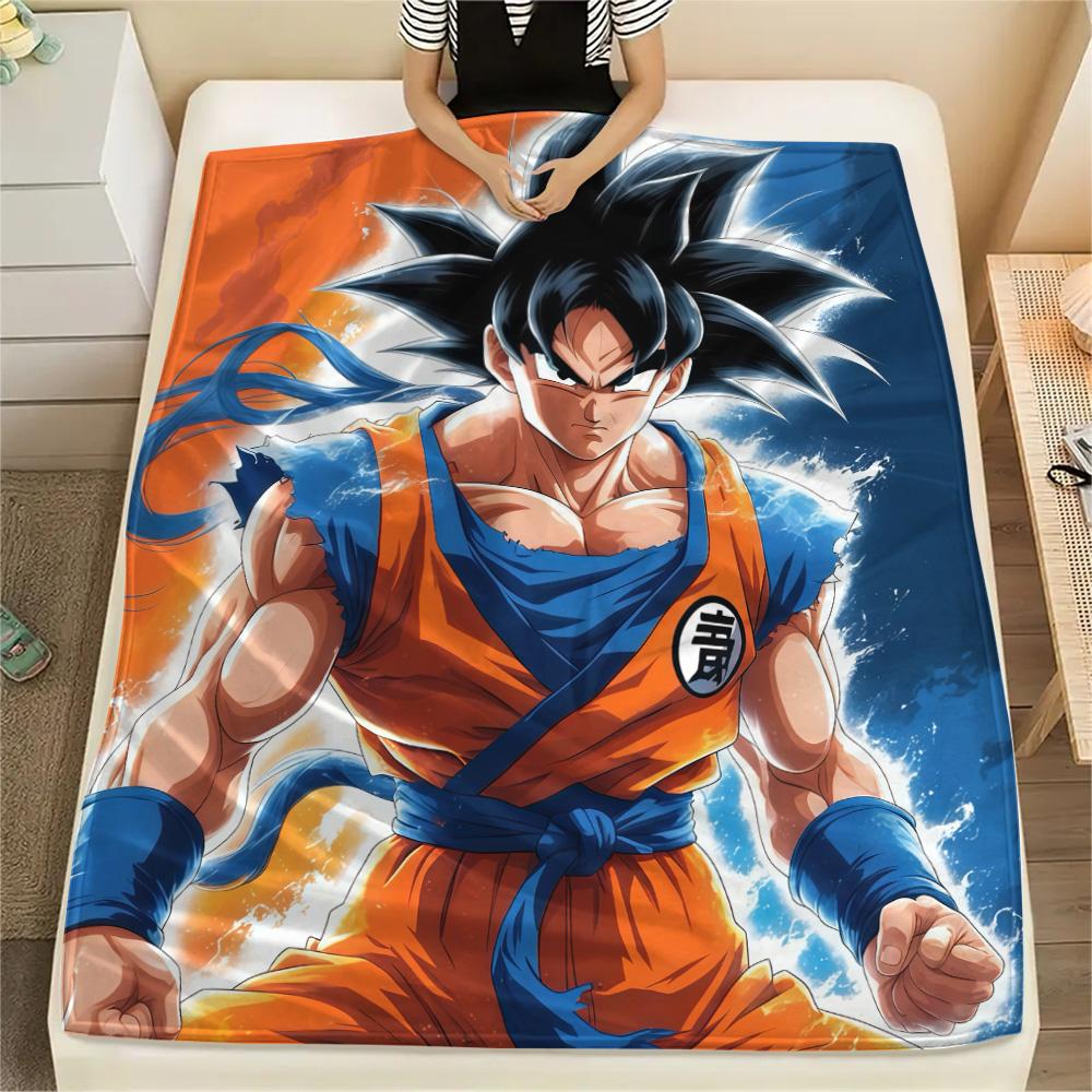 1PC Son Goku Patterned Flannel Blanket Suitable For All Seasons For Home Decor Warmth And Comfort Gifts Holiday Present