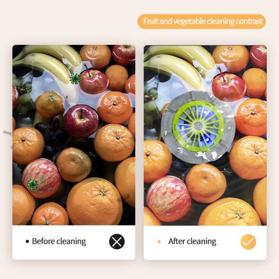 Портативная мойка для фруктов и овощей IPX7 Водонепроницаемая Компактный дизайн Портативное автоматическое ультразвуковое беспроводное устройство для чистки овощей