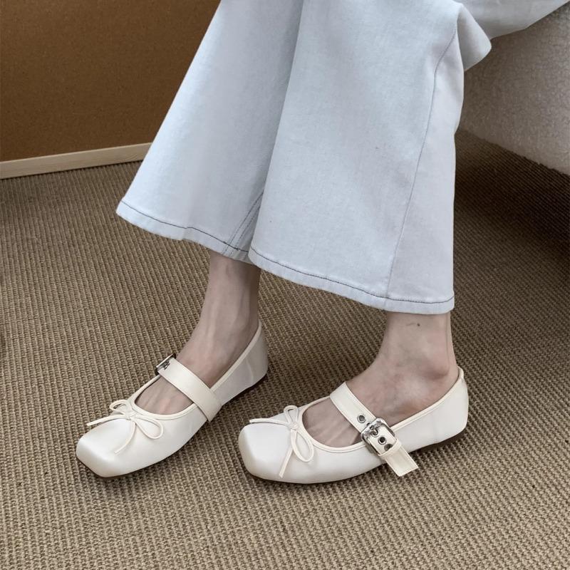 Fashion 2025Female Footwear Ballet Flats Silk Dance Shoes Shallow Butterfly-Knot Fashion Buckle Strap Lolita Flat Shoes For