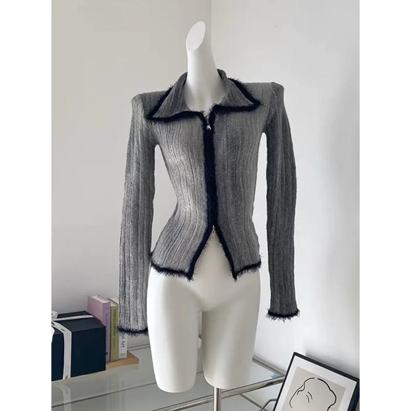 Готический свитер женский вязаный кардиган с узором тай-дай пэчворк винтажные топы Y2k уличная одежда корейский стиль осень-зима свитер