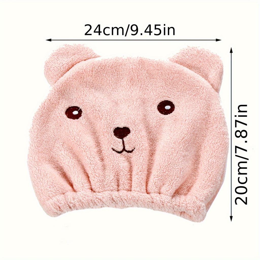 Thickened Bear Hair Drying Cap, Microfiber Material. Highly Absorbent and Quick-Dry Head Wrap Towel for Curly Long Thick Hair