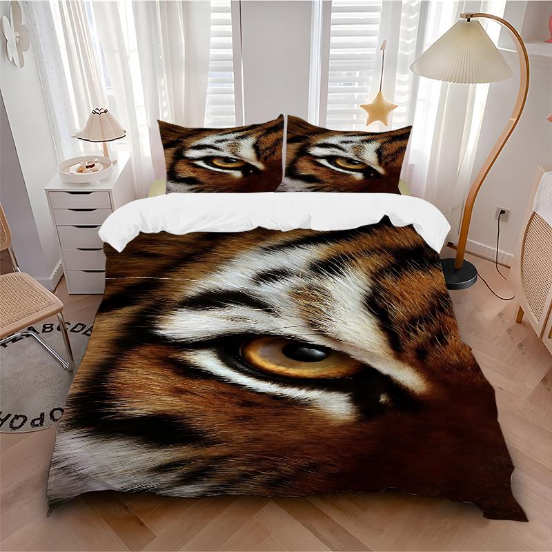 3Pcs Tiger'S Gaze Closeup Bedding Set Soft Fabric Duvet Cover Pillowcases Home Christmas Xmas Halloween Gift 1 Duvet Cover 2 Pillowcase G1129