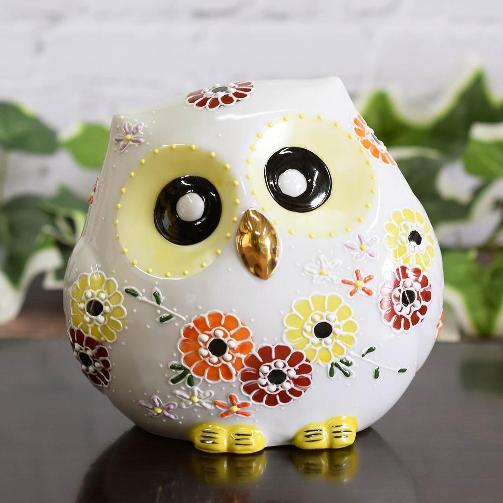 Сова Кутани цветок Фэн удачный подарок на день рождения статуэтка, керамика, посуда, сова, композиция, Шуй, удача, талисман,