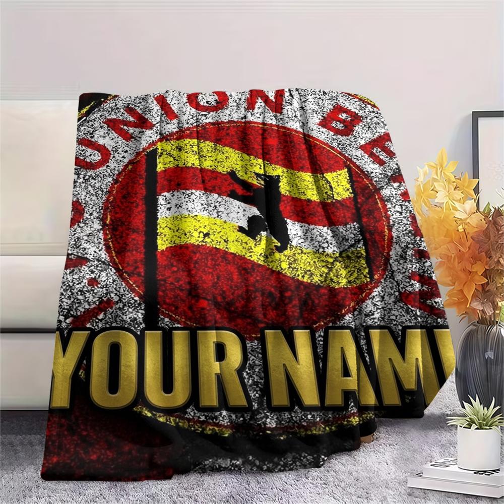1PC Custom Name FC Union Berlin Patterned Flannel Blanket Suitable For All Seasons for Home Decor Warmth and Comfort Gifts Holiday Present