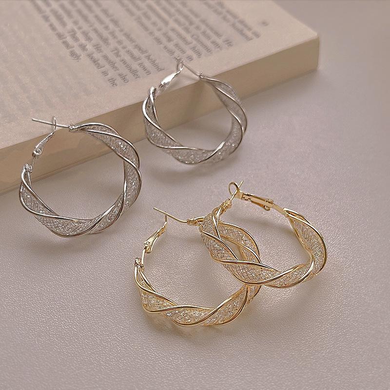 1 пара модных женских витых полых круглых универсальных простых сережек из нержавеющей стали ZPG