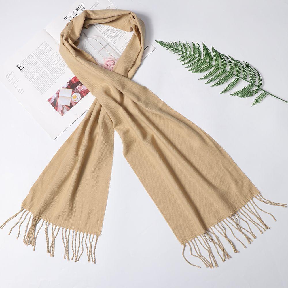 Business Autumn Winter Warm Long Shawl Cotton Scarf Pashmina Cotton Pure Color