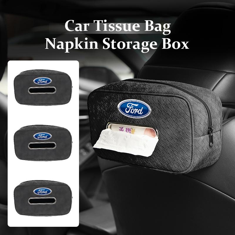 For Ford Car Logo Tissue Storage Box Armrests Sunshades Storage Auto Accessories ST Racing Performance Focus Mk2 Mk3 MK4 Fiesta