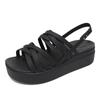 Women S Brooklyn Strappy Low Wedge Heel SandalS SlipperS Black 206751 001