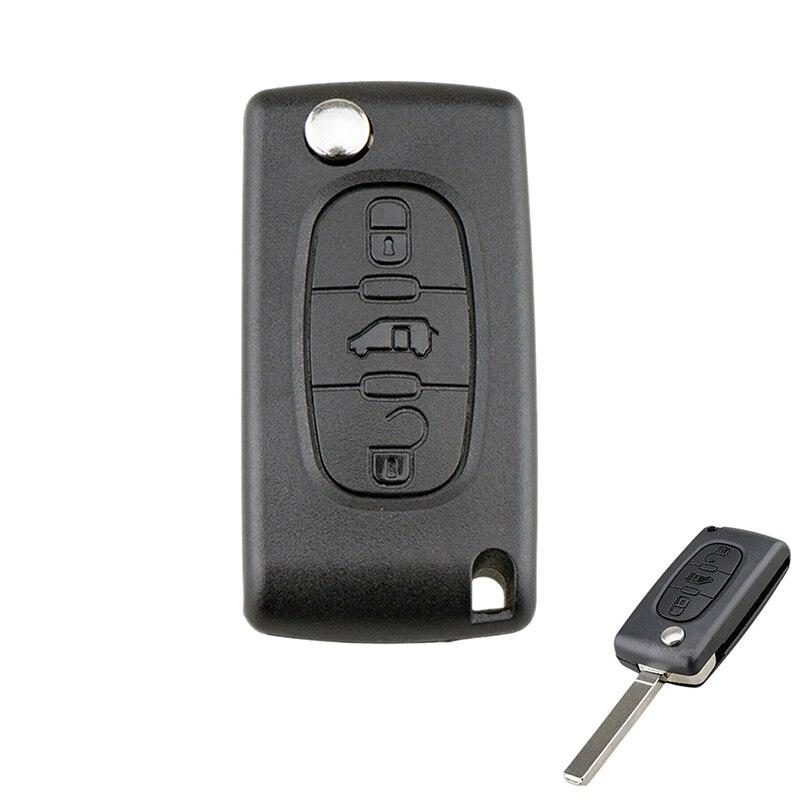 Запасной корпус брелока для ключа автомобиля CE0536 для Peugeot 207 307 407 308 для Citroen C2 C3 C4 C5 Berlingo, складной корпус с 3 кнопками и невырезанным лезвием VA2