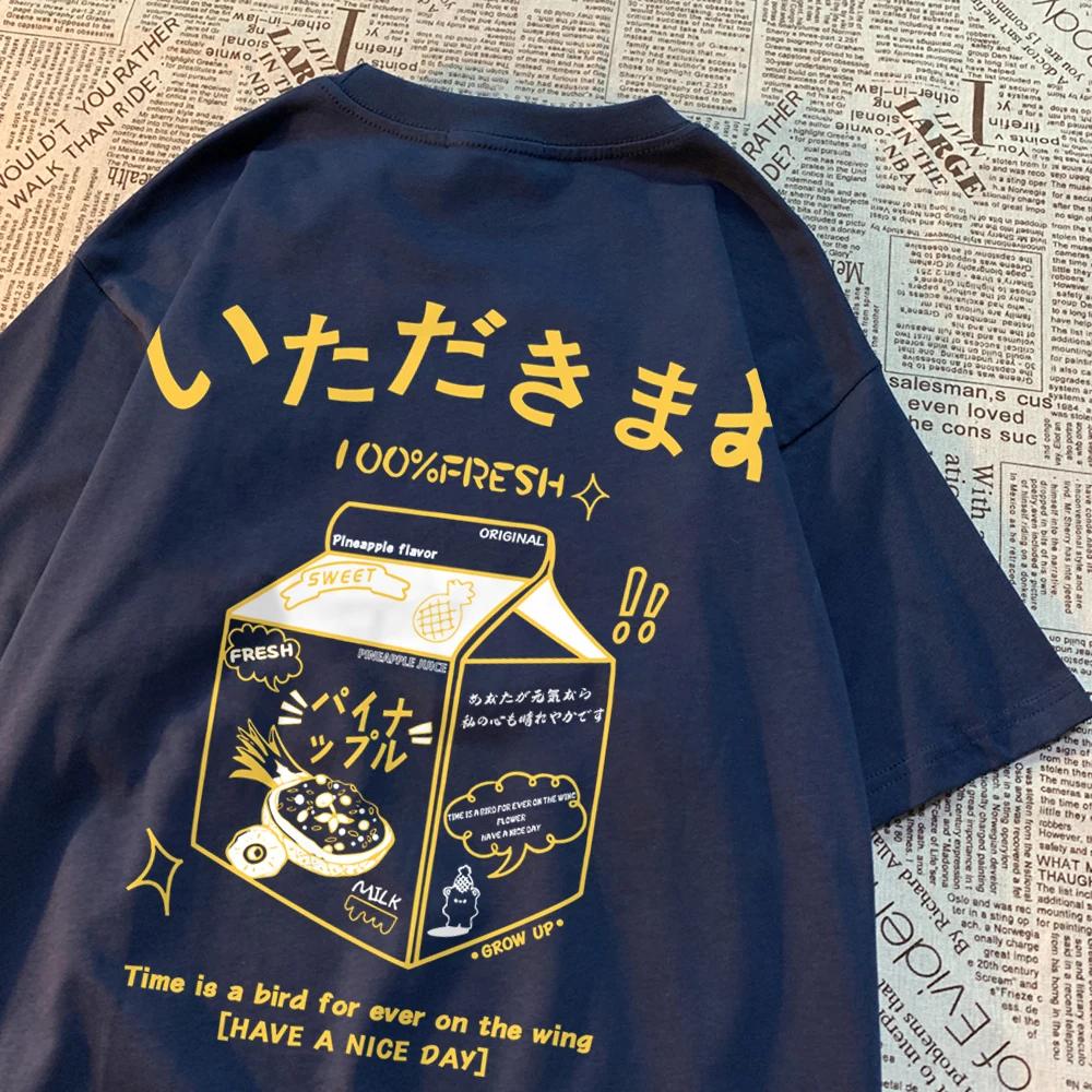100% Fresh Pineapple Juice Time Is A Bird For Ever On The Wing Tshirt Casual Top Cotton Breathable T-Shirt Soft Loose Tees