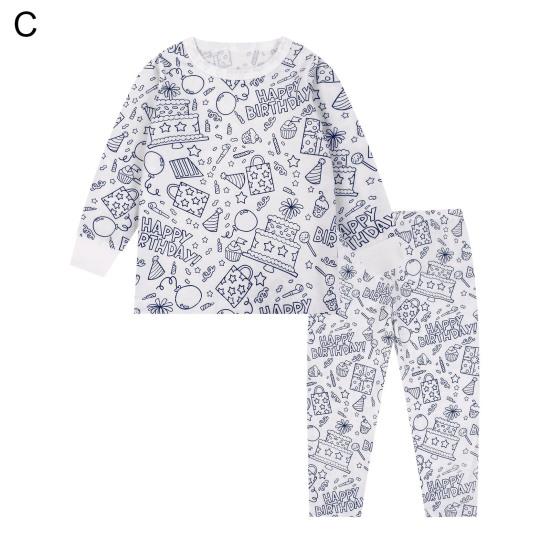 2 шт. унисекс детская пижама своими руками раскрашиваемая с бесцветным забавным рисунком животных топ с длинными рукавами развивает креативность индивидуальное самовыражение одежда для сна