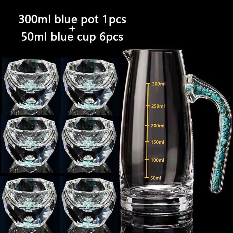 Набор бокалов для ликера из хрусталя с алмазной резкой и диспенсером для вина, рюмка для водки, бокалы для вина, виски, крепкие напитки, сакэ, бренди, чайная чашка