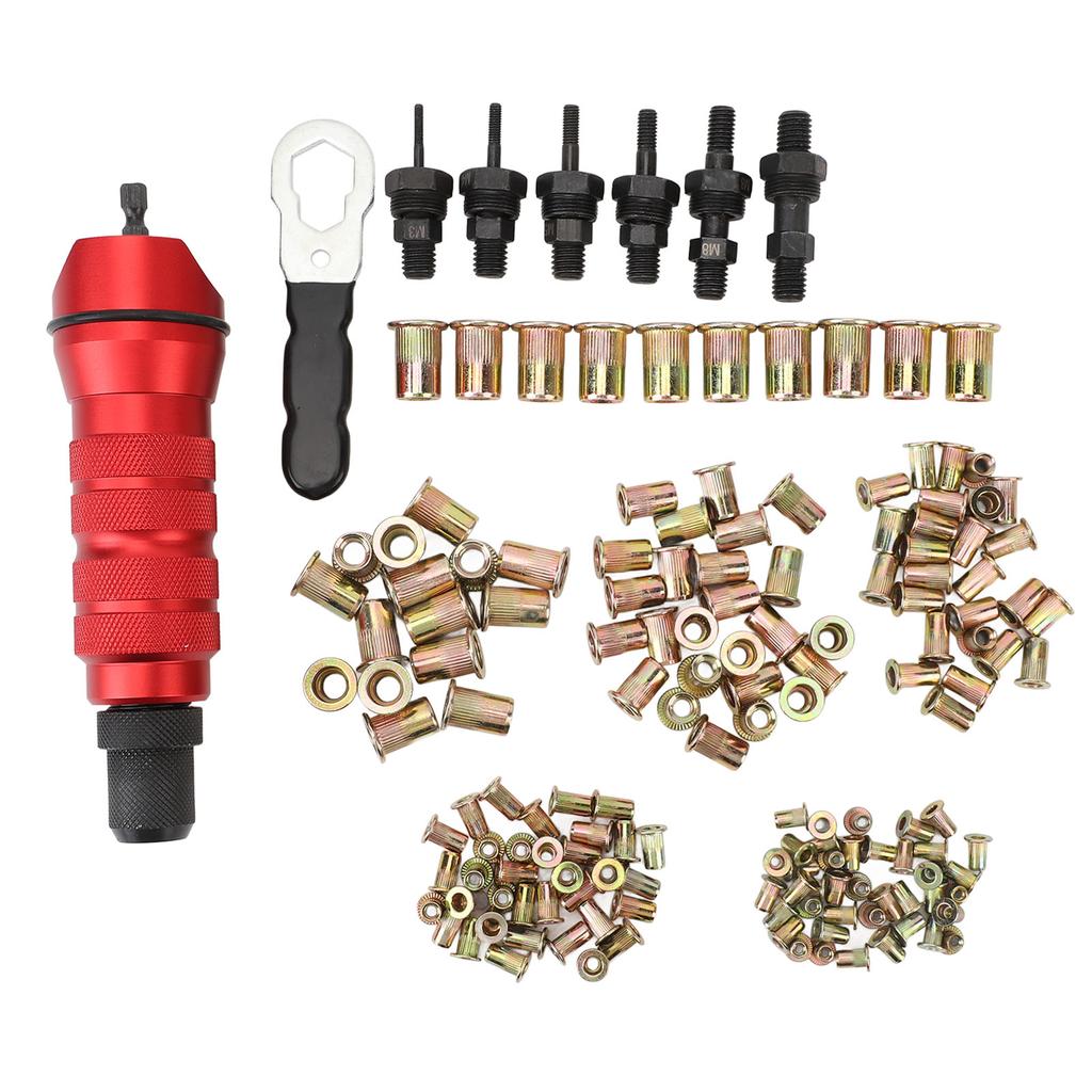 Комплект переходников для сверла с заклепочной гайкой Комплект адаптеров для электрического сверла с заклепками 2,4–6,4 мм 6 сменных заклепок Hea