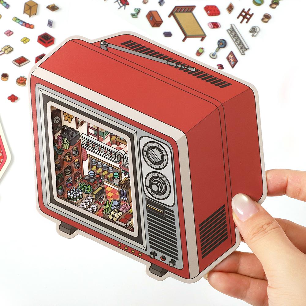Kawaii 3D Small Shop 19.0 Miniature Scene Stickers Visual Stacking DIY Scrapbooking Pocket House Stickers Children Festival Gift