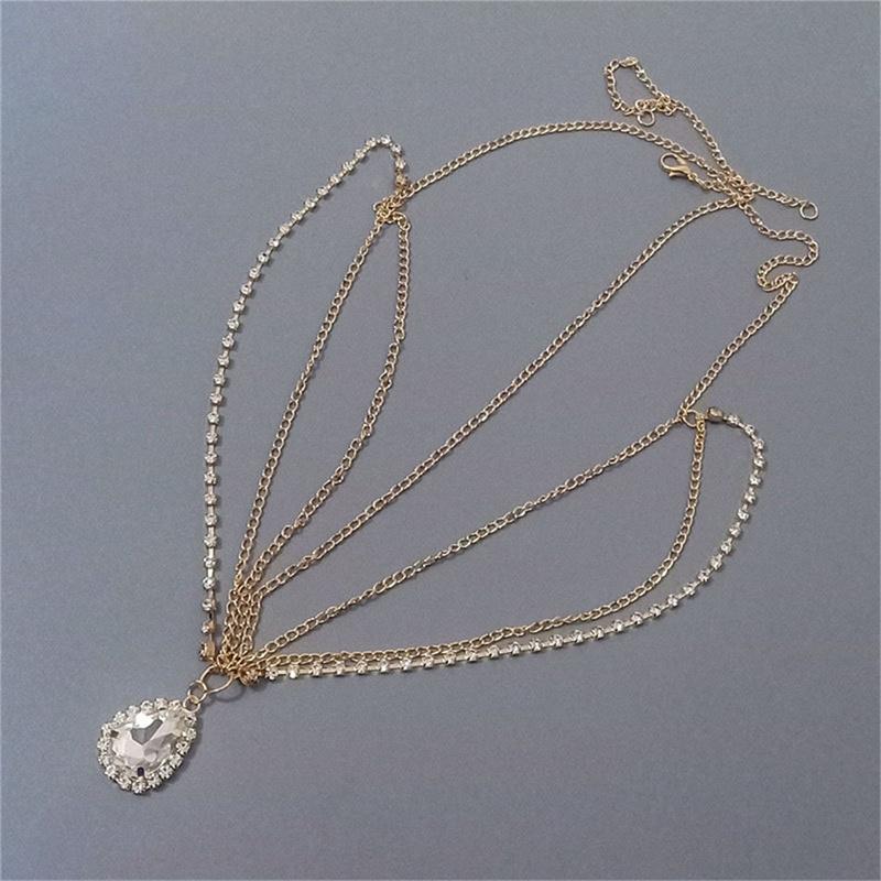 Кристалл лоб ожерелье женщины кристалл кисточка волос тиара капли воды волосы