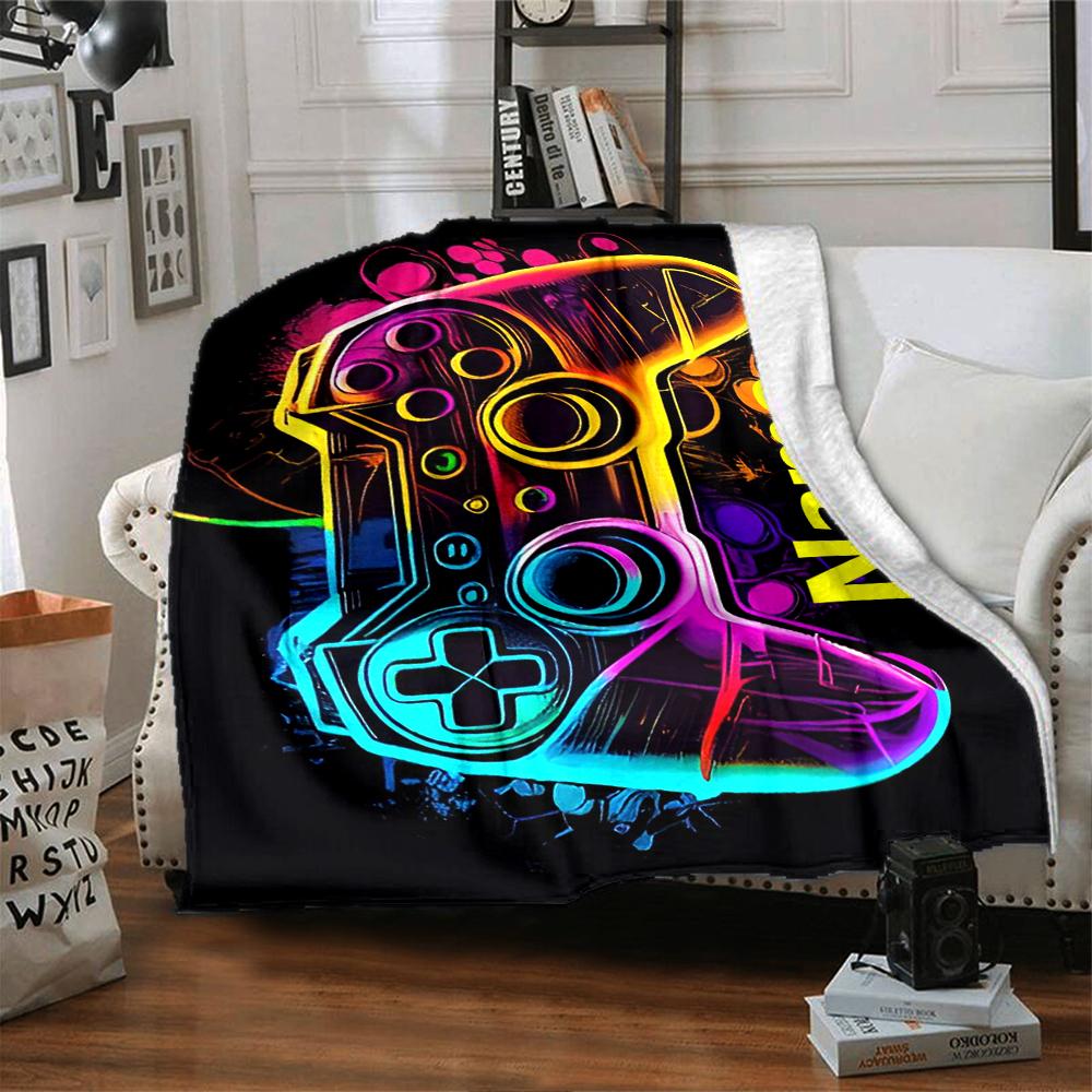 Custom Name Game Controller Theme Printed Blanket - Perfect for Couch, Bed, Travel & Outdoor Use | Machine Washable, Cozy & Durable.