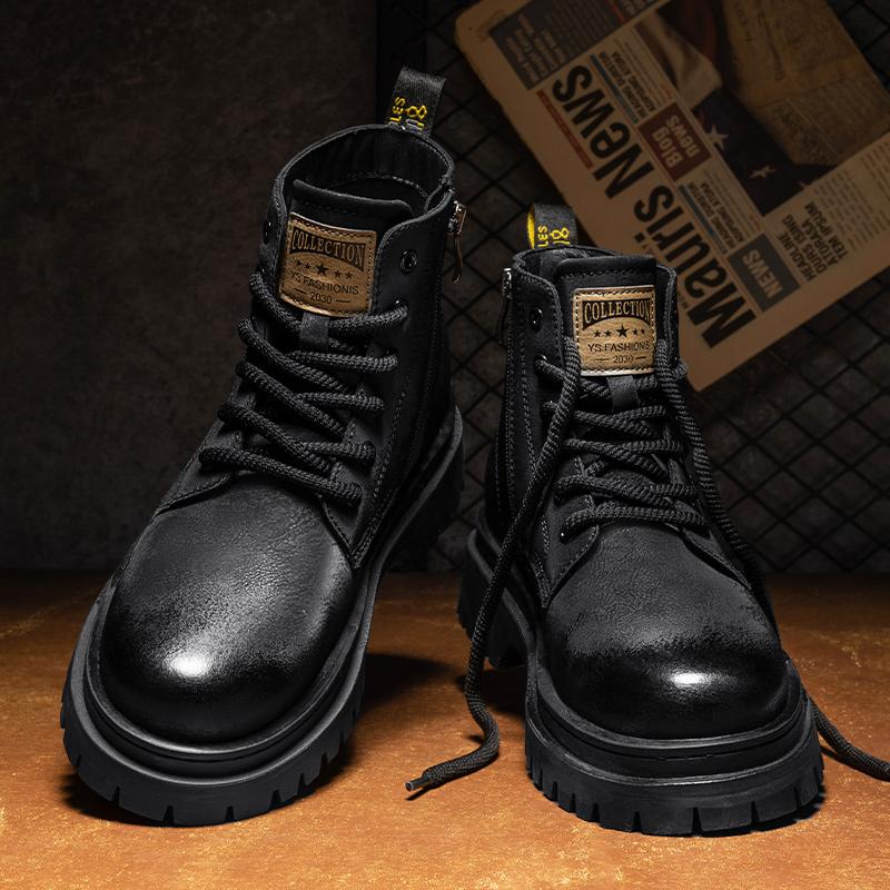 Мужские повседневные кожаные ботинки на высокой подошве, ботинки-дезерты для отдыха, ботинки для мотокросса, универсальные мужские ботильоны