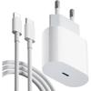 Быстрое зарядное устройство для iPhone 20 Вт с кабелем 1 м, USB C Быстрые зарядные устройства Pr Быстрая зарядка PD 3.0 Сетевой адаптер Type C Зарядное устройство USB C Compa60