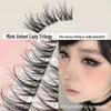 Aoji 5D Mink Velvet Self-Adhesive False Eyelashes: Natural Curved, Single Cluster, Layered Simulation.