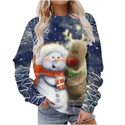 Осенний рождественский 3D-принтованный женский пуловер, повседневный свободный топ с длинными рукавами, модная толстовка с капюшоном, женская толстовка больших размеров