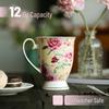 Large Coffee Mugs, 12 Oz, Set of 6, Floral Mugs, Porcelain Bone China, Tea Mug, Coffee Cups Set
