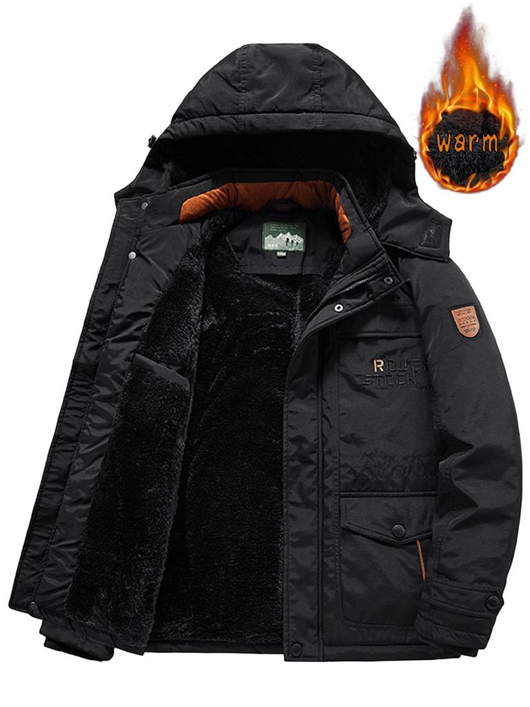 Men's Autumn/Winter Military-Style Cotton Jacket with Velvet, Plus Size Fashionable Workwear Coat