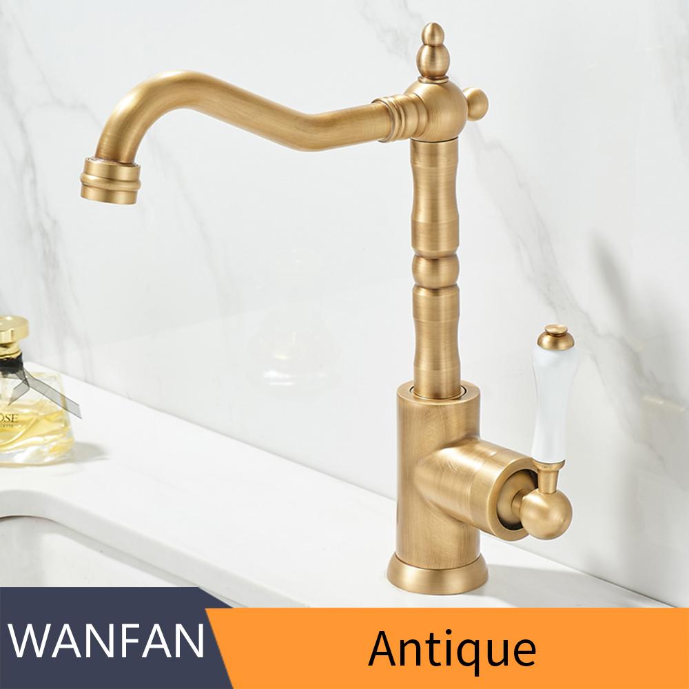 Kitchen Faucets Retro Industrial Style Gold Brass Crane Bathroom Faucets Hot and Cold Water Mixer Tap Torneira 9161