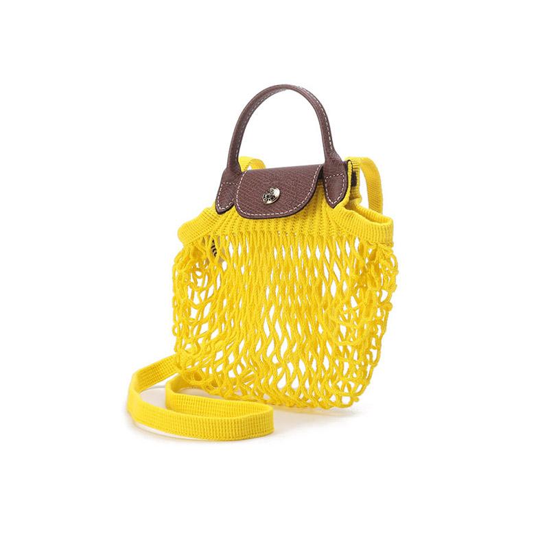 Longchamp Le Pliage 17 Fashion Casual Cotton And Leather Tote Shoulder Crossbody Bag Women bags Yellow 10139HVH174