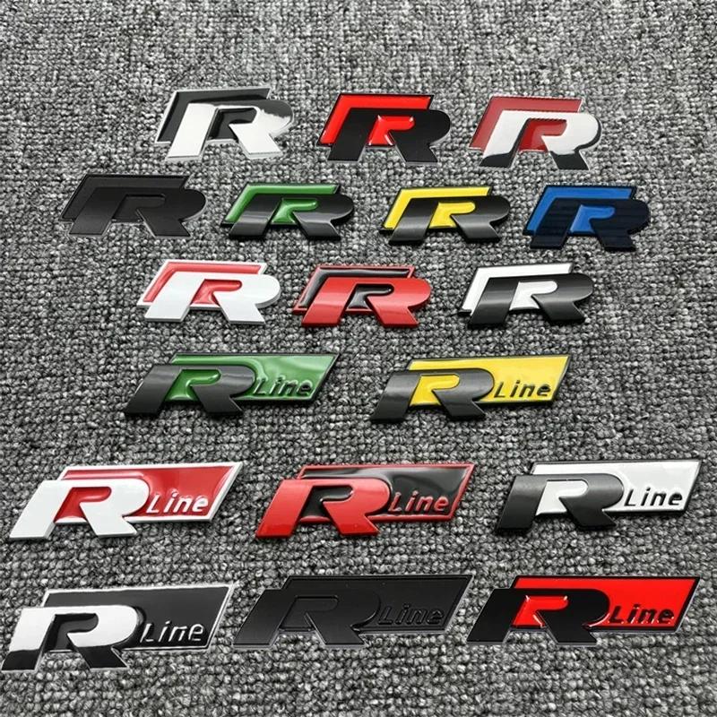 opq1 R Rline Metal Car Front Grill Trunk Sticker Accessories For Volkswagen VW GTI Polo Golf MK8 Lamando Passat Magotan Tiguan Jetta
