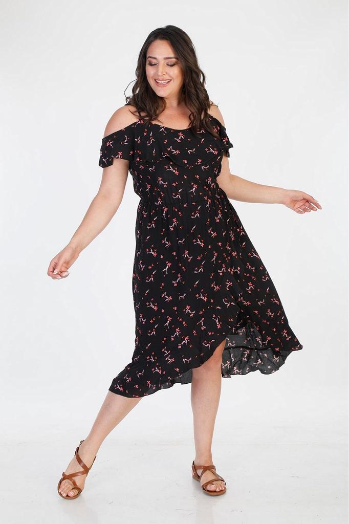 Женское платье большого размера с воланами