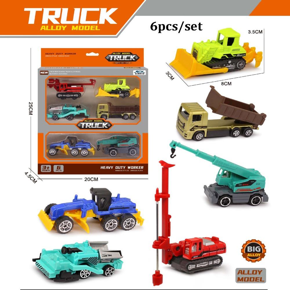 4/6pcs Mini Alloy Engineering Truck Loader 1:64 Simulation Metal Car Model Toy  Sliding Boy Gift