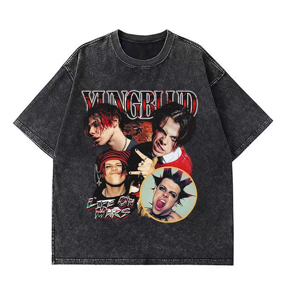 Yungblud IDOLS Мировой Тур Мерч Ретро Стирка Футболка Мужская Женская Хип-Хоп Рок Короткий Рукав Футболки Оверсайз Футболки