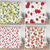 Cherry Strawberry Lemon Peach Fruit Print Shower Curtain Polyester Fabric Children Bathroom Curtains Bathroom Decor With Hooks