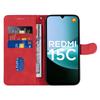 Для Xiaomi Redmi 15C 5G (США) (173мм)/15C 4G (США) (173мм) Кожаный чехол-кошелек с подставкой и дизайном изогнутых линий