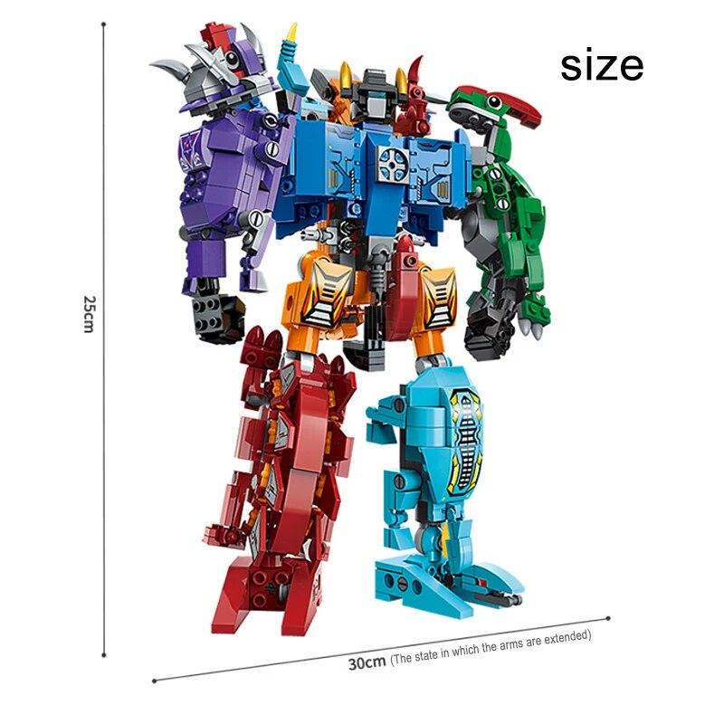 522Pcs 6 In 1 Dinosaur Transformation Robot Building Blocks God of War Mecha Tyrannosaurus Pterodactyl Figure Model Bricks Toys