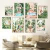 Nordic Summer Vacation Pool Swimming Botanical Plant Posters Canvas Painting Abstract Wall Art Modern Aesthetic Room Home Deor