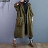 Plus Size Women Jacket Coat Outwear Hooded Button Pockets Cardigan Female Clothing Loose Oversize Autumn Thin Overcoat