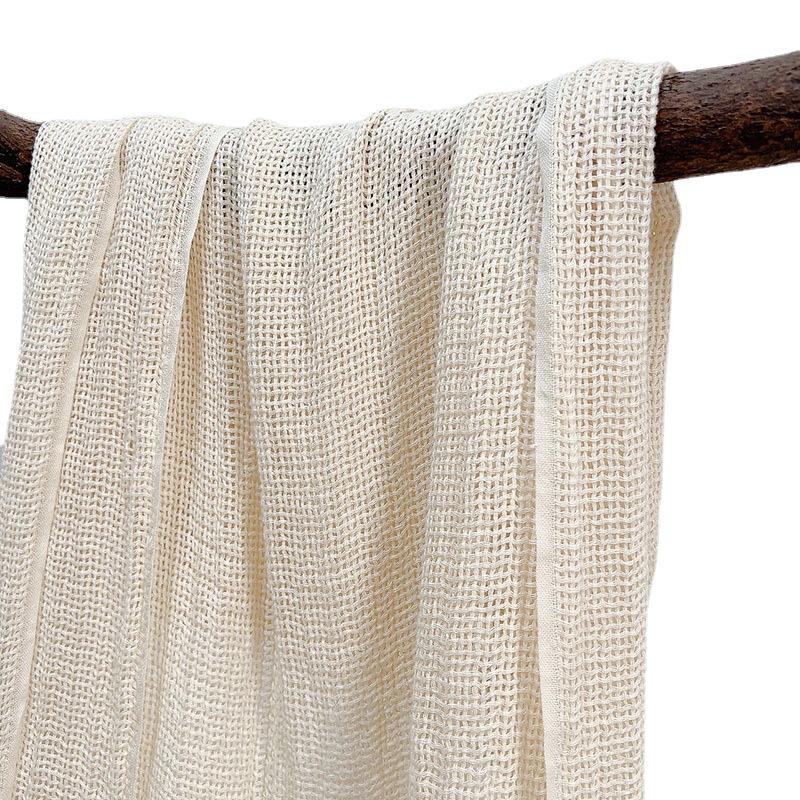 Бежевый шарф из полого шелка и хлопка, тонкий мягкий женский темпераментный универсальный шейный платок, растительное крашение, ткань-основа тай-дай