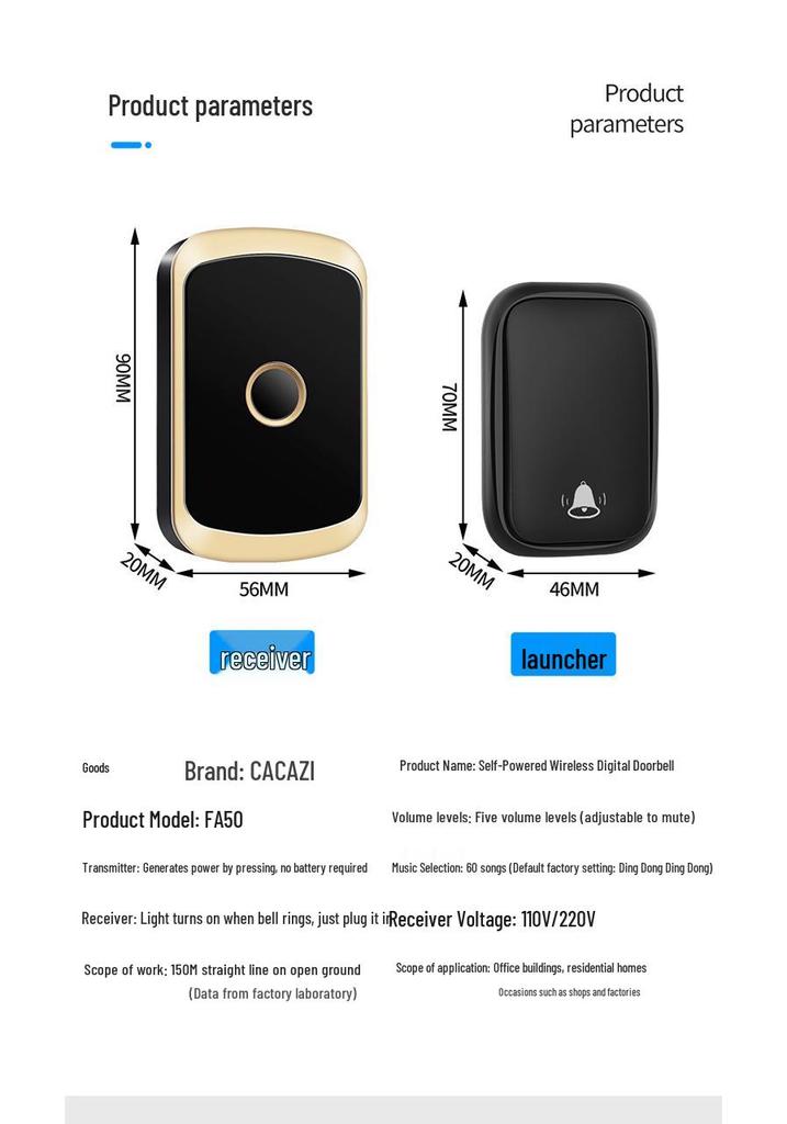 Smart, Self-Powered Wireless Doorbell: Ultra-Long Range, Waterproof, One-to-Three Callers