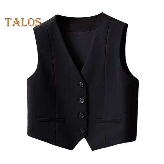 Женский жилет без рукавов, однобортный жилет с V-образным вырезом, повседневный жилет, куртка на весну-лето