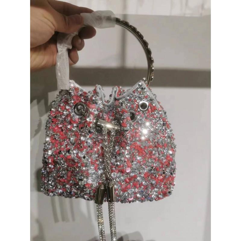 2026 Womens Crystal-Embellished Crossbody Bag Fringe Detail Small Square Shoulder No Top Handle