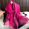 New Korean Version Solid Color Versatile Silk Scarf for Women Long Gauze Scarf Gold Sequin Silk Wool Scarf Spring and Autumn Sun Protection Shawl