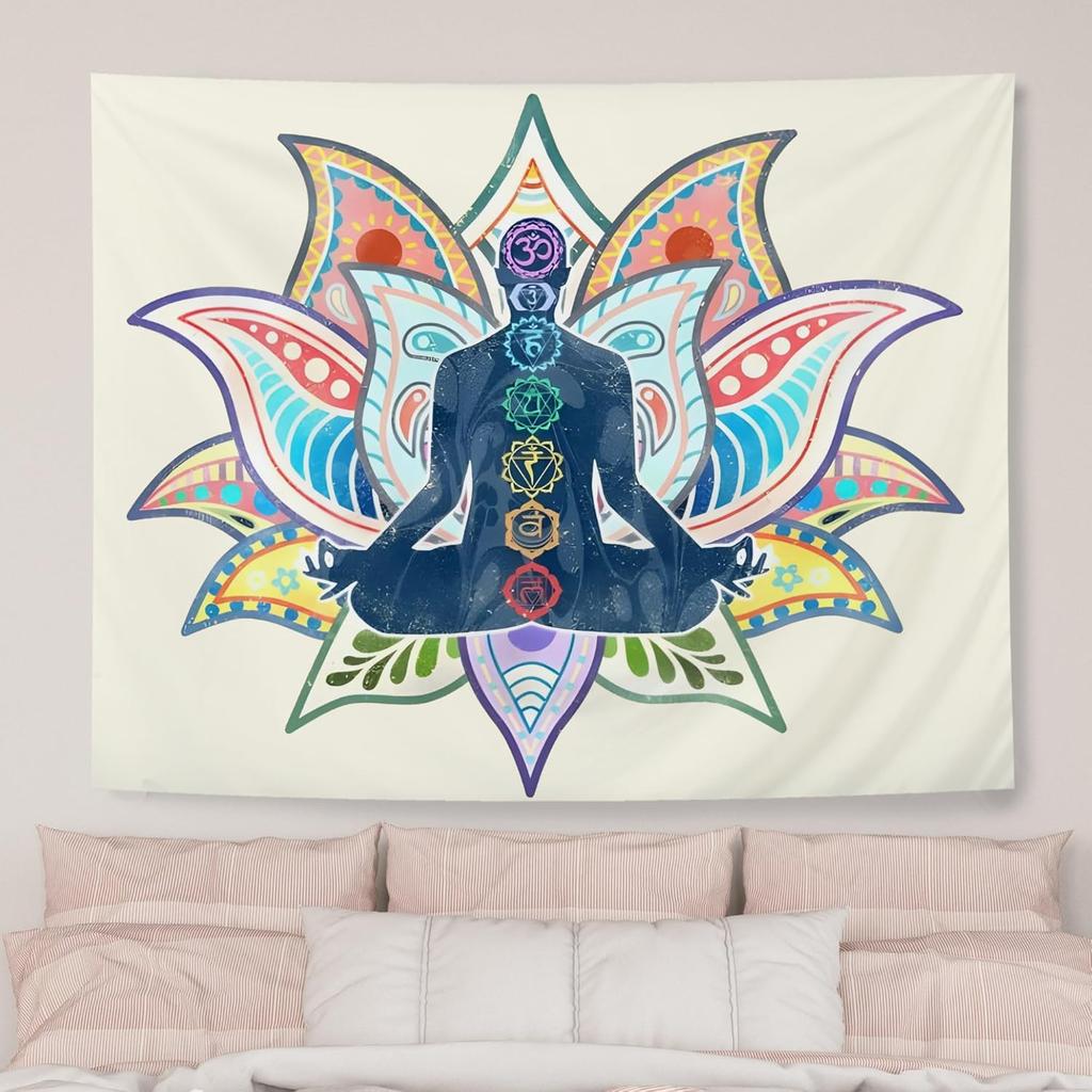 Seven Chakra Yoga Meditation Tapestry Wall HangingColorful Mandala Indian Hippie Chakra Tapestry Decorative Wall Blanket Decor