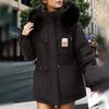 Women's Fashionable Skinny Plush Collar Zipper Hooded Winter Warm Cotton Coat  Down Jacket