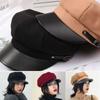 Octagonal Painter Tour Cap Leather Brim Gatsby Cap Fashion Newsboy Caps  Spring Autumn Winter