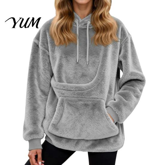 Dog Carrying Pullover Top Women Pet Pouch Hoodie, Oversized Fuzzy Hooded Sweatshirt with Kangaroo Hoodie Pouch, Cat for Fall Winter Hands Free