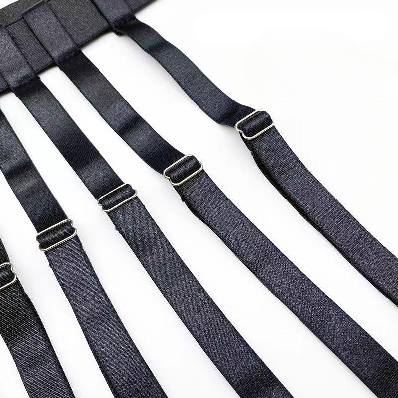 Black Simplicity Sexy Garter Belt for Women Thigh High Stockings Adjustable Elastic Leg Sock Suspenders Belt 4/6 Metal Clips