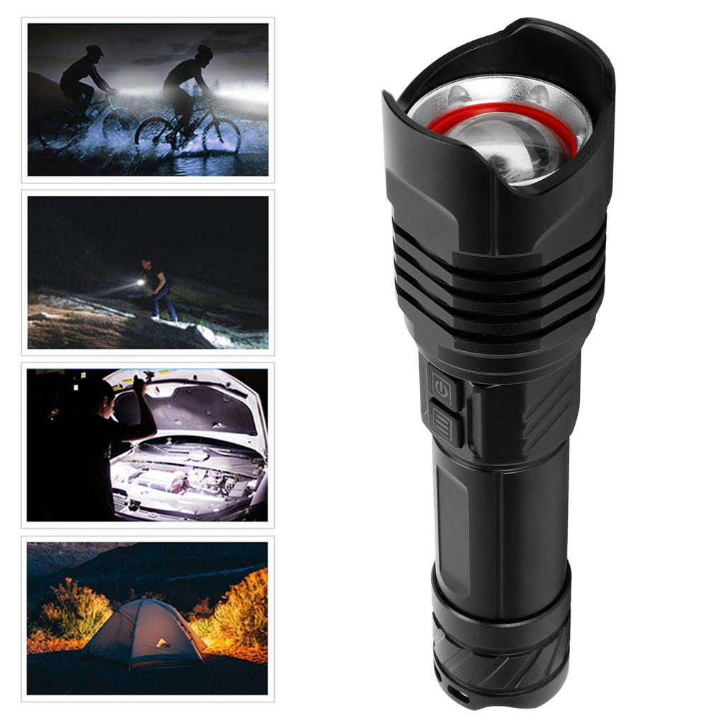 P99 Выдвижной зум-фонарик из алюминиевого сплава с зарядкой через USB для использования на открытом воздухе