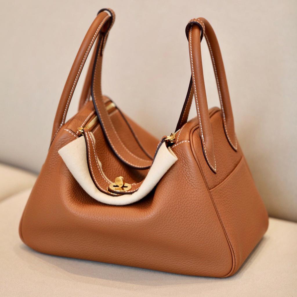 Women's Bag New Fashionable Togo Leather Luxury Single Shoulder Lindi Bag Handheld Doctor's Bag Versatile Cross Shoulder Women's Bag
