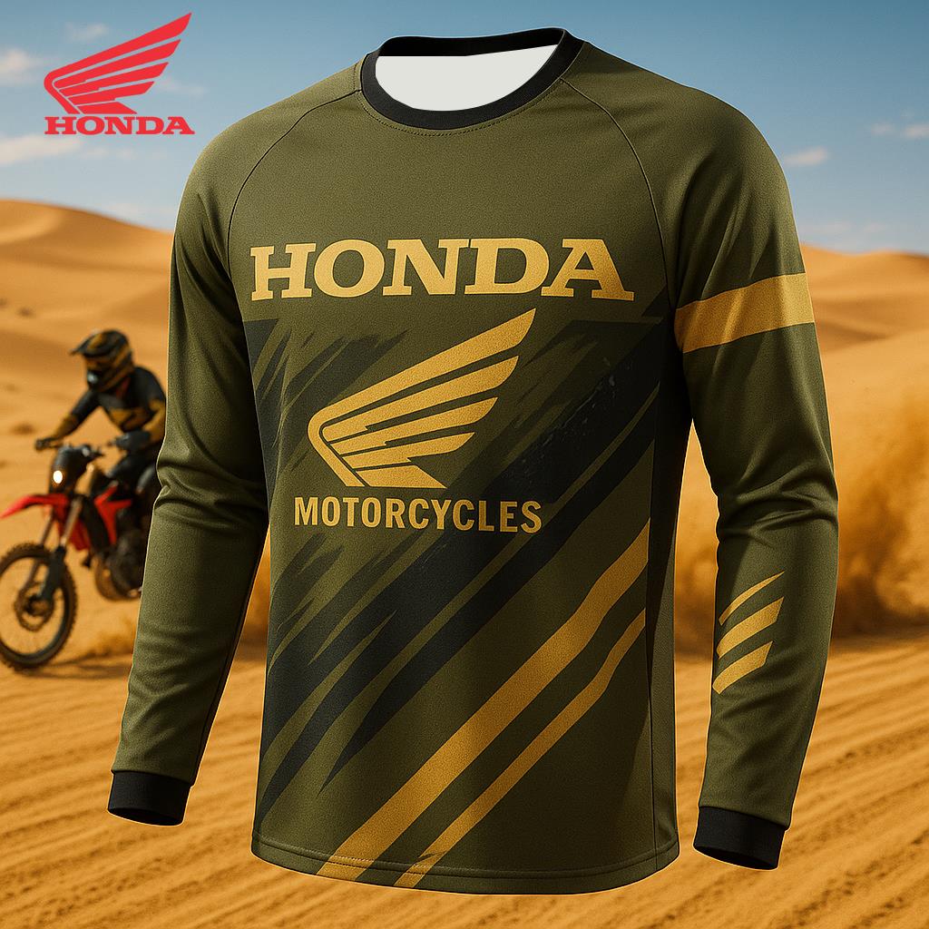 Honda Футболка с длинным рукавом, дышащая, быстросохнущая одежда, спортивная рубашка, подходящая для райдеров по бездорожью и горных байкеров